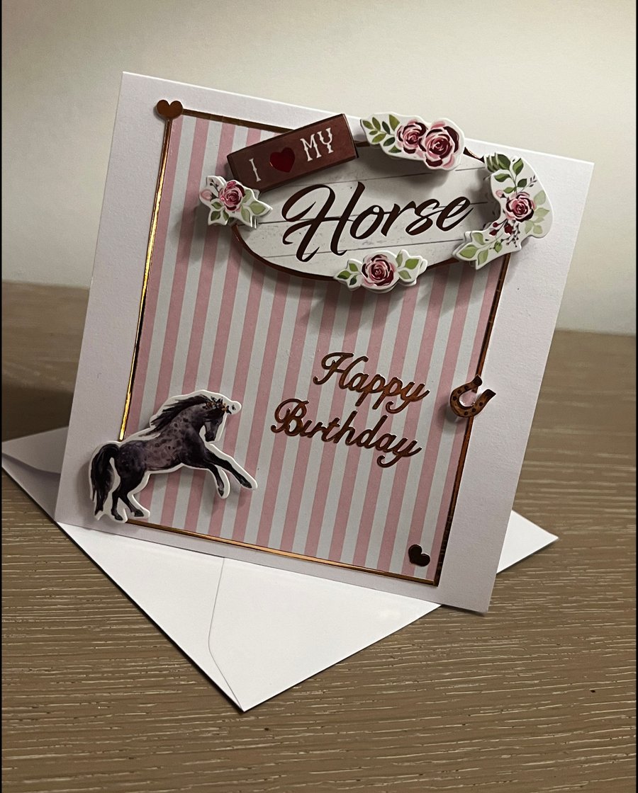 Handmade Horse Birthday Card