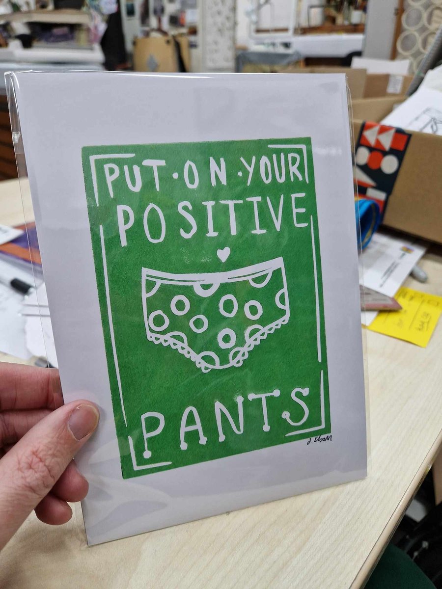 Put on your positive pants - green female pants