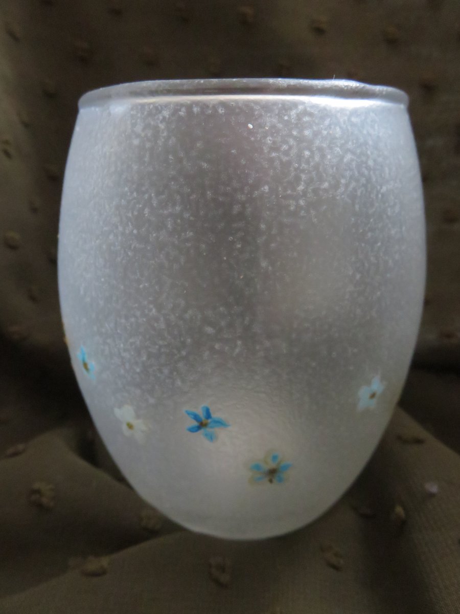 Frosted Tealight Candle Holder with Natural Dried Pressed Flowers