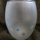 Frosted Tealight Candle Holder with Natural Dried Pressed Flowers