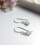 AQUAMARINE Dainty Wire Wrapped Earrings Sterling Silver March Birthstone - Image 3