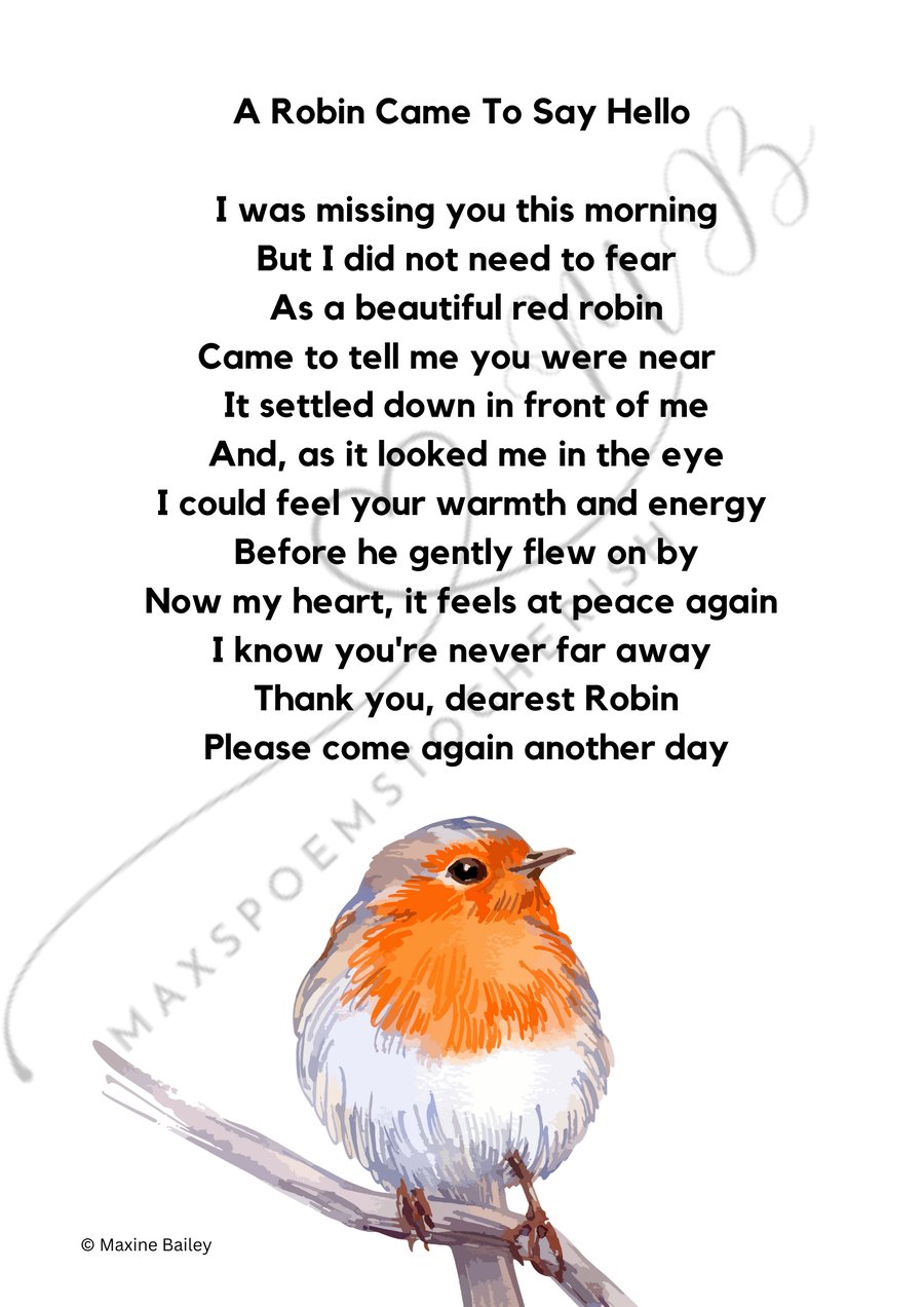 A Robin Came To Say Hello - Poem