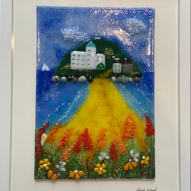  Fused glass art -  picture of  burgh island Devon