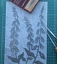 'Foxgloves' An original linoprint of foxgloves in three colours. - Image 9