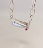 Keshi Pearl and Pink Tourmaline Silver Hand Textured Chain - Image 7