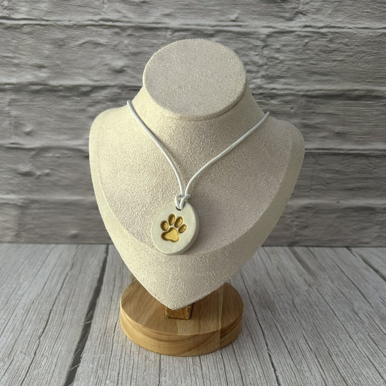 Clay Paw Pendant on Leather Cord – Lapa Oir Pendant: Paws and Bones