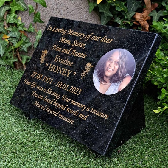 Personalised Memorial Grave Plaque Grave Marker Cemetery Stone Slanted Headstone
