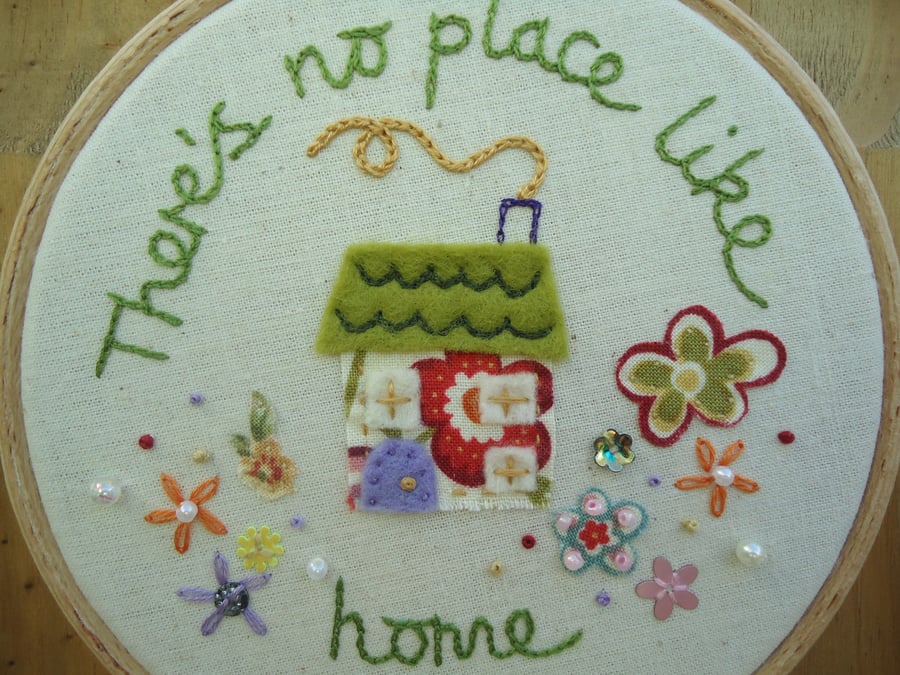 New Home Embroidered Hoop Art