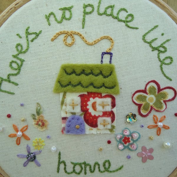 New Home Embroidered Hoop Art