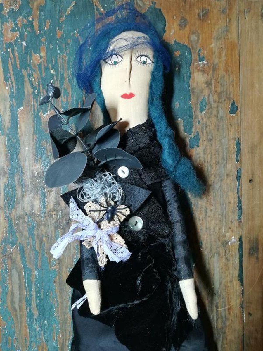 Witchy art doll, textile art doll, OOAK, magical, 
