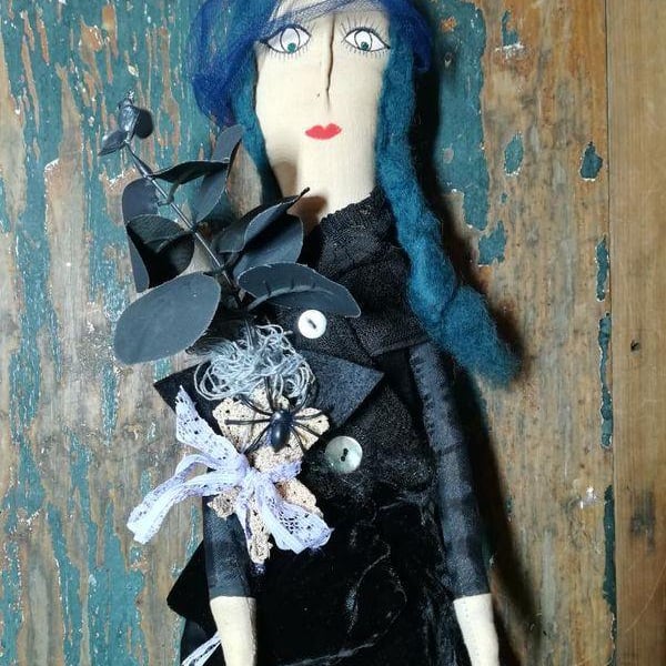 Witchy art doll, textile art doll, OOAK, magical, 