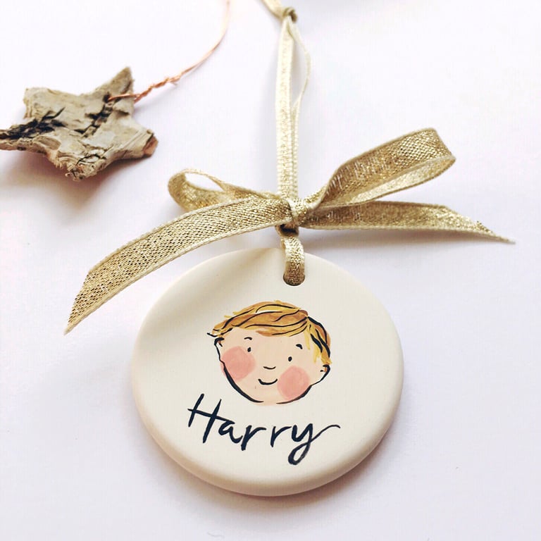Personalised Children's Portrait Decoration – hand painted by Lizzie Martell