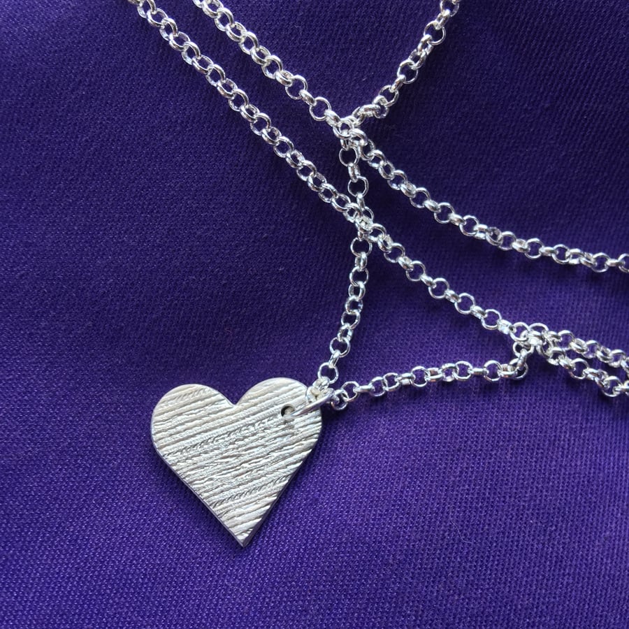 Recycled Silver Heart Shaped Pendant Handmade