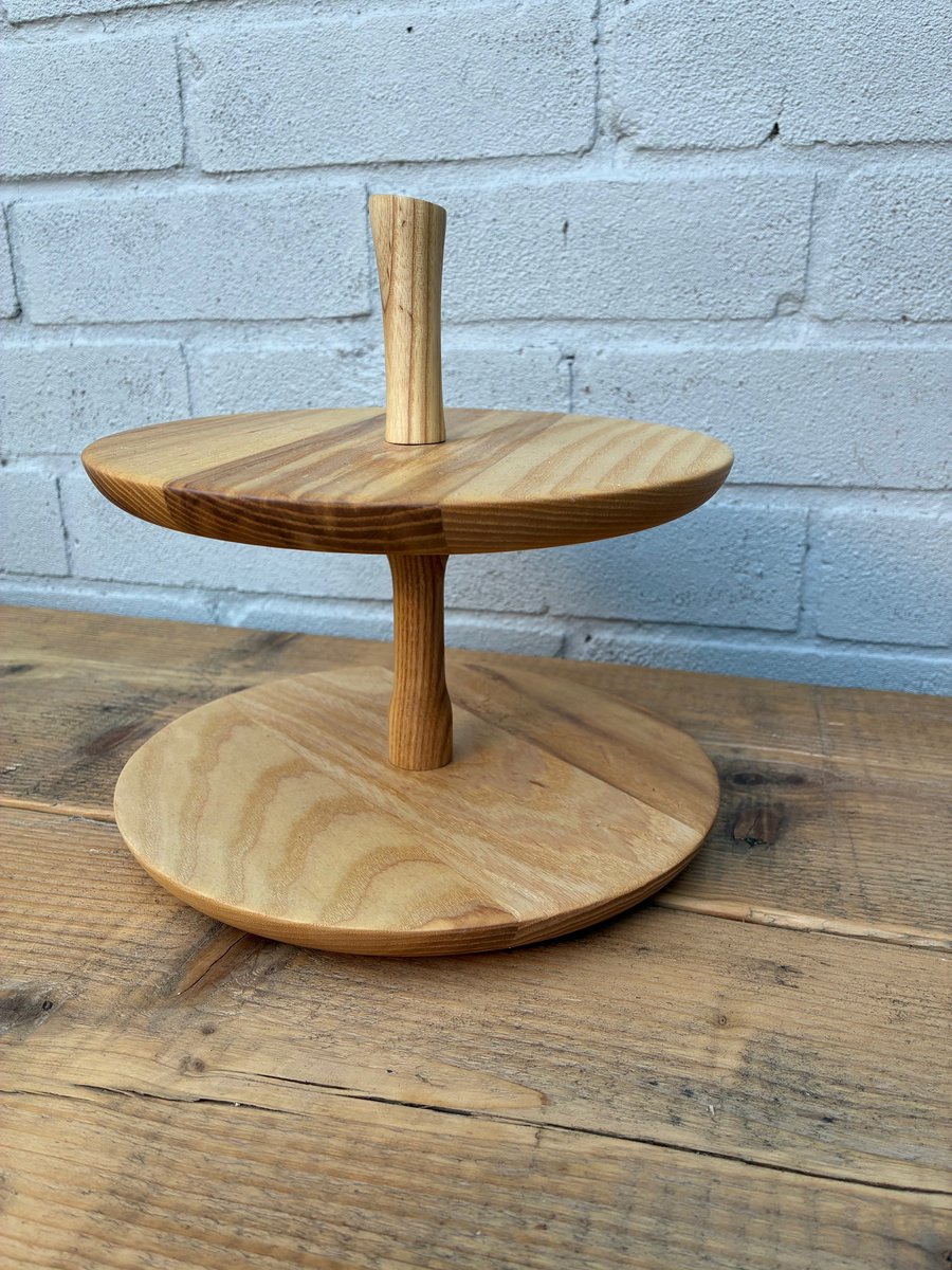 Wooden tiered cake stand
