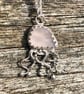 Pale Pink Sea Glass and Sterling Silver Jelly Fish Pendant - 1275