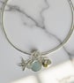 Sterling Silver Sea Glass Charm Bangle - Image 2