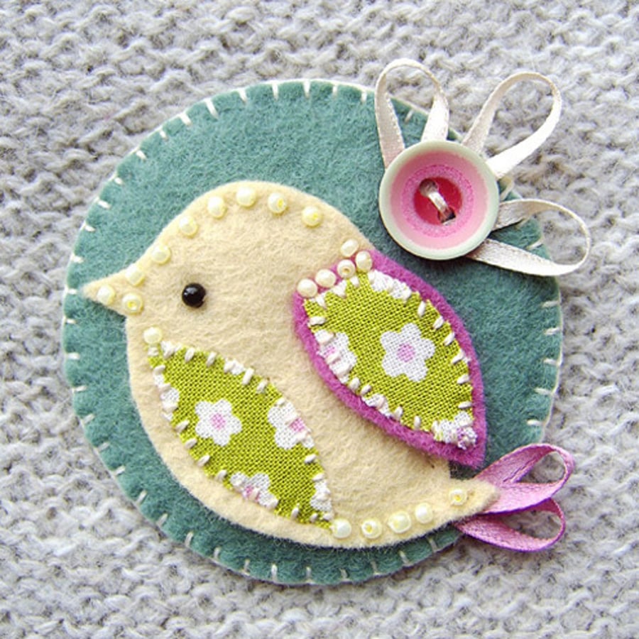 Little Bird Fabric Brooch