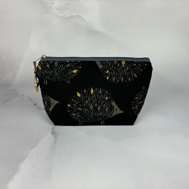 Hedgehog makeup bag, 2 size options, Handmade