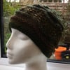 Handknitted lace and wave feminine hat