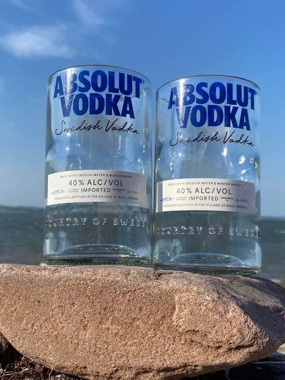 Upcycled Absolut Vodka Glass Eco-Friendly Drinkware