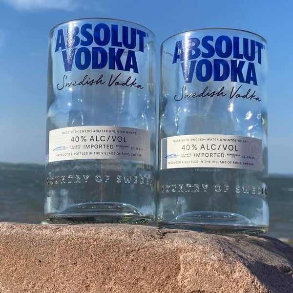 Upcycled Absolut Vodka Glass Eco-Friendly Drinkware