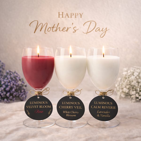 Candle Trio Rose, Lavender & Cherry Blossom Hand-poured LUMINOUS