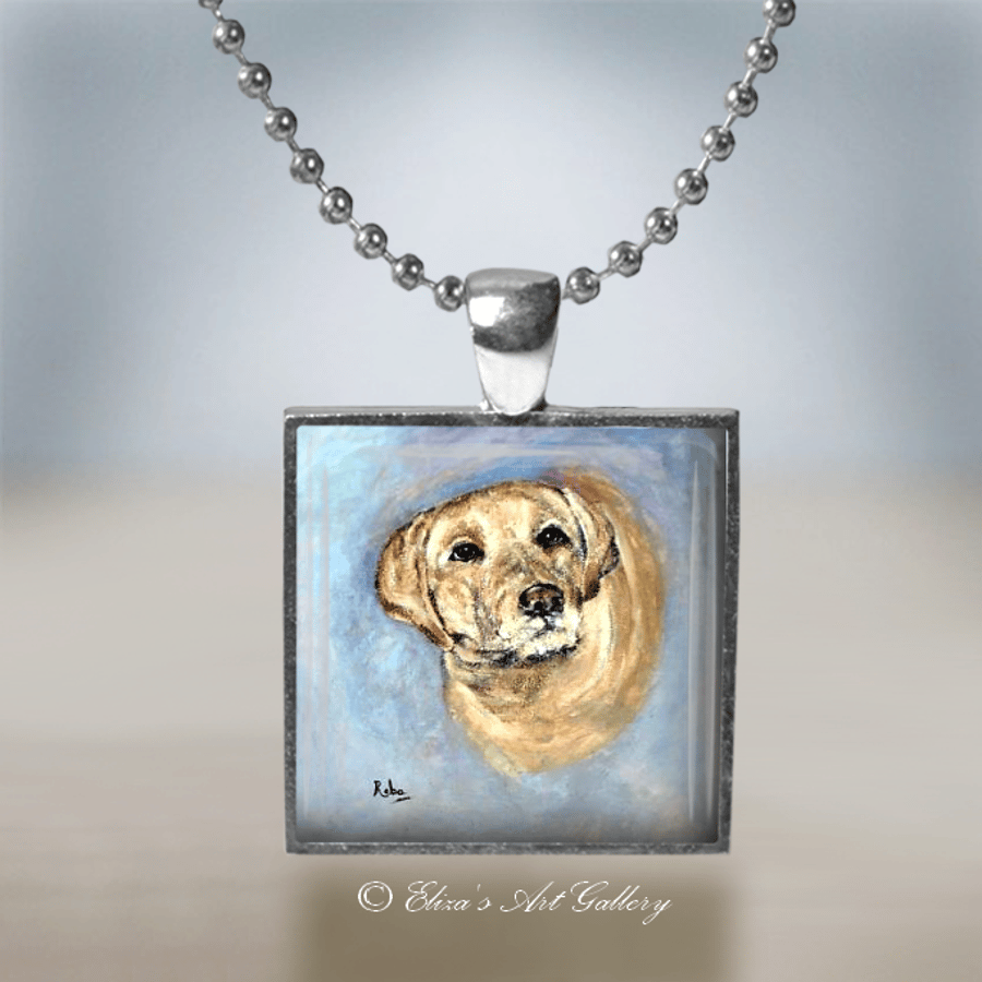 Silver Plated Labrador Dog Art Pendant Necklace