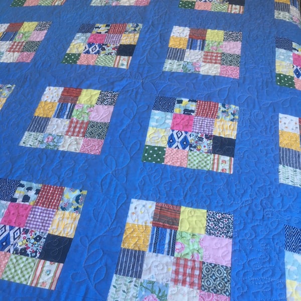 Handmade patchwork quilted throw