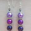 Gorgeous Purple glass pearl Earrings