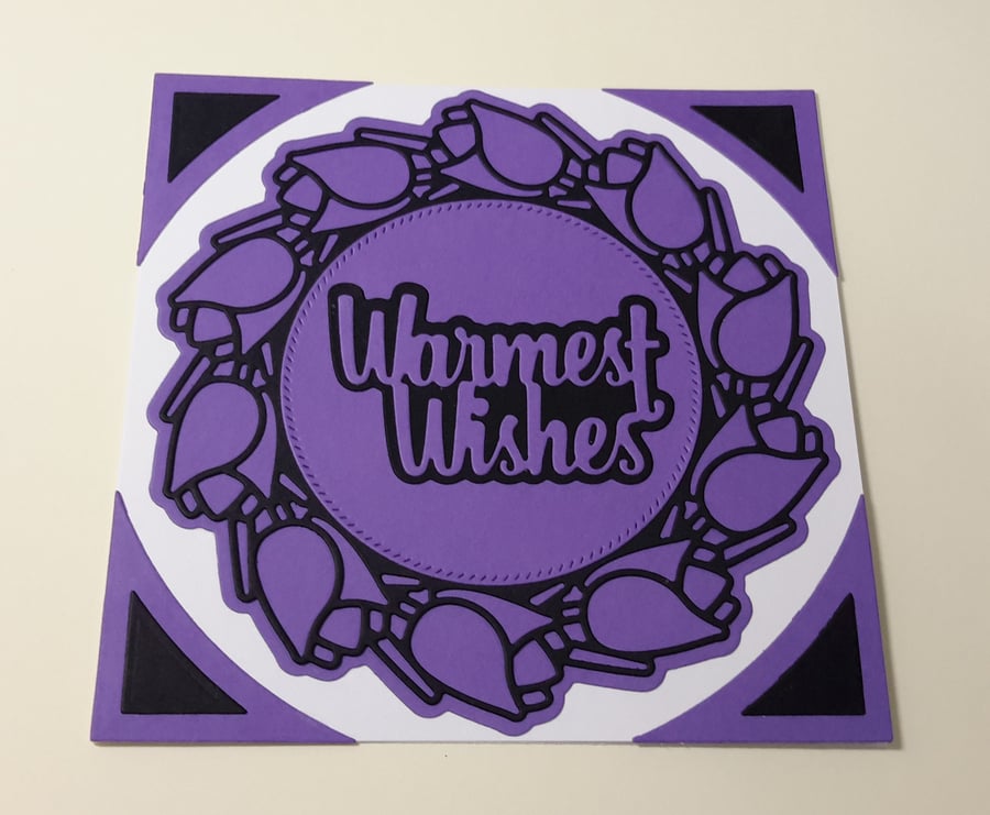 Warmest Wishes Greeting Card - Purple and Black