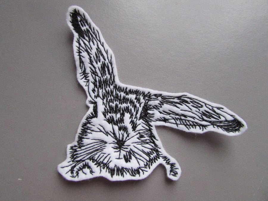 Vintage Hare Rabbit Embroidered Sew on Applique Patch