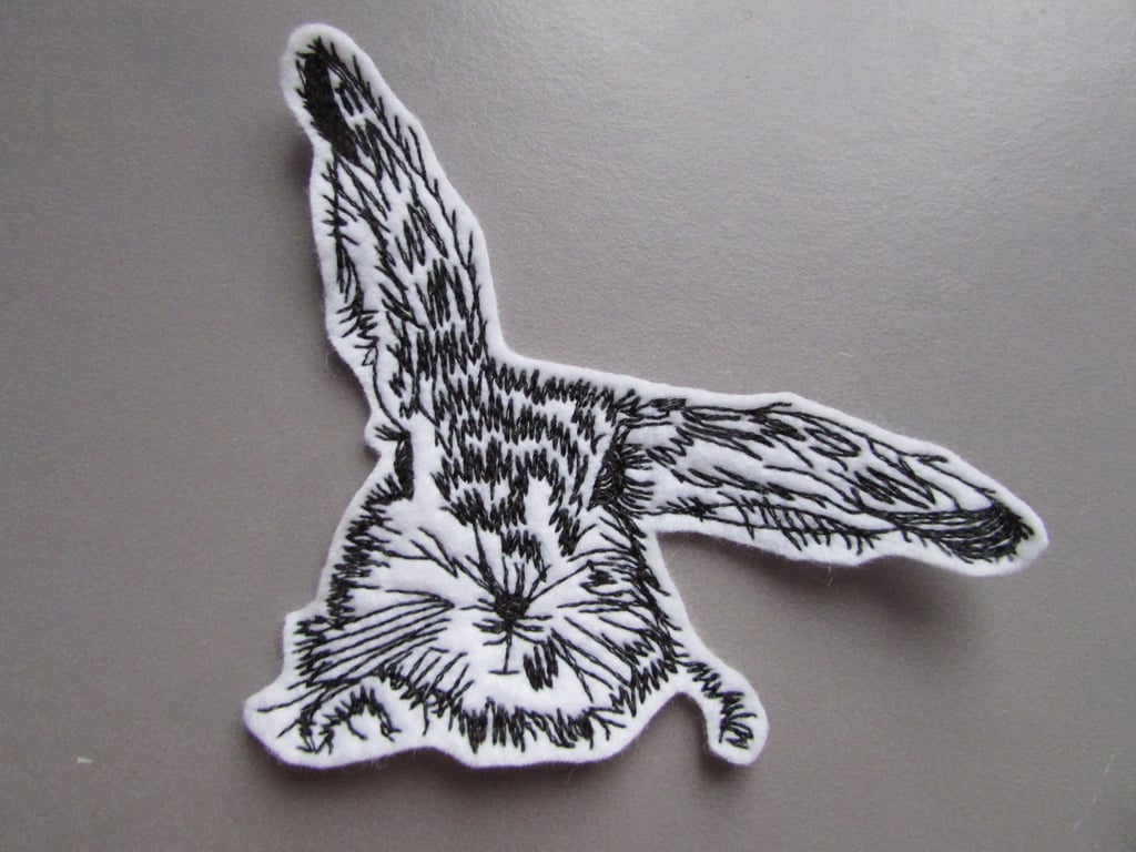 Vintage Hare Rabbit Embroidered Sew on Applique Patch