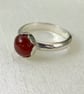Sterling Silver Ring with Carnelian Gemstone,  size N-O - Image 2