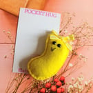 Hand sewn 'jelly bean' pocket hug and pocket hug card,letterbox gift (lemon)