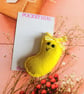 Hand sewn 'jelly bean' pocket hug and pocket hug card,letterbox gift (lemon)