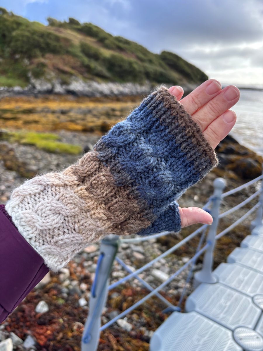Hand knitted fingerless gloves 