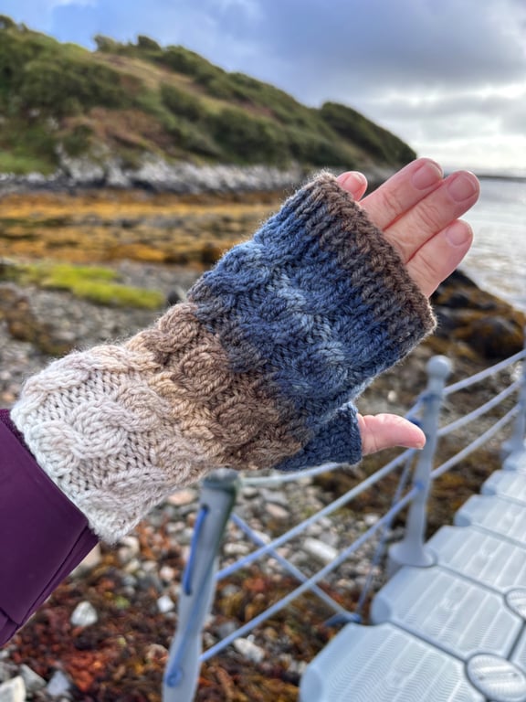 Hand knitted fingerless gloves 