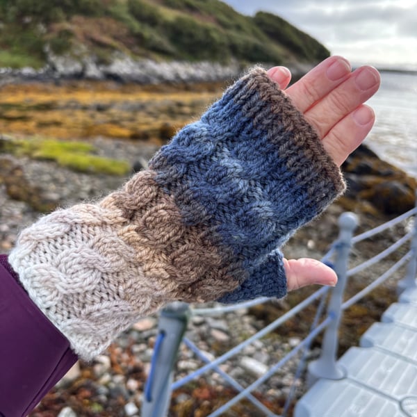 Hand knitted fingerless gloves 