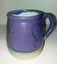 Purple glazed heart scrafitto mugs