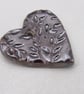 Medium Bronze Leaf Texture Heart Shaped Ceramic Pendant - Image 2