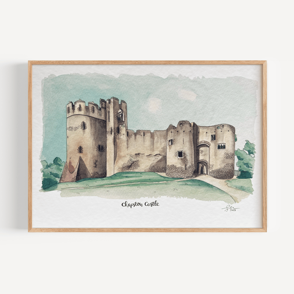 Chepstow Castle watercolour print