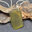 Green sea glass pendant necklace 