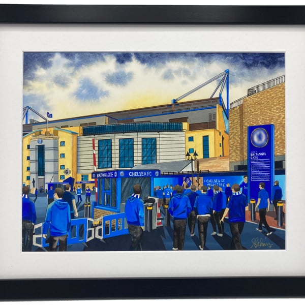 Chelsea F.C, Stamford Bridge Stadium. High Quality Framed Art Print