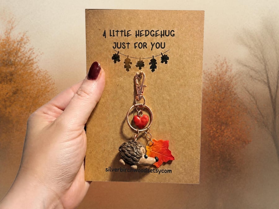 Autumnal Bag Charm, Key Chain, Hedgehog Charm, Pumpkin, Acorn, Toadstool Charm