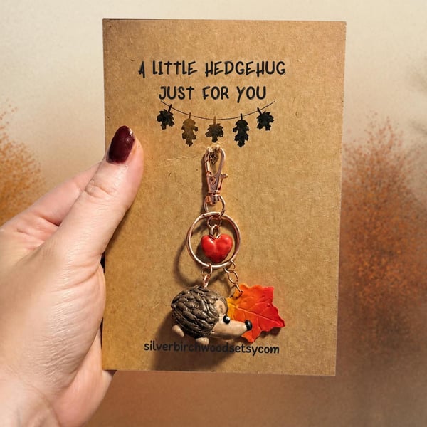 Autumnal Bag Charm, Key Chain, Hedgehog Charm, Pumpkin, Acorn, Toadstool Charm