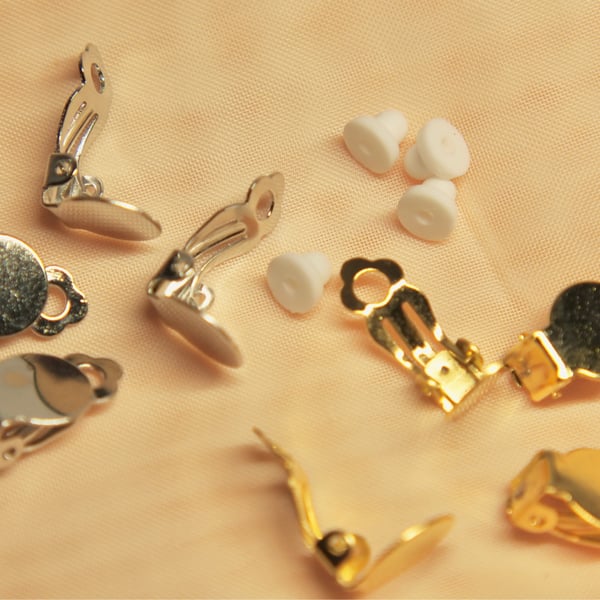 20pcs(10pairs)Round Flat Back Tray Earring Clips with 20pcs(10pairs)Soft Cushion