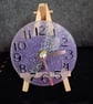 Handmade epoxy resin desk or mantel clock, wooden easel stand Battery operated.