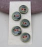 5 Small Round Forest Green Ceramic Buttons - Image 2