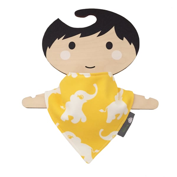 Handmade Baby Bandana Dribble Bib in Scandinavian Swedish Znok Elephant fabric 