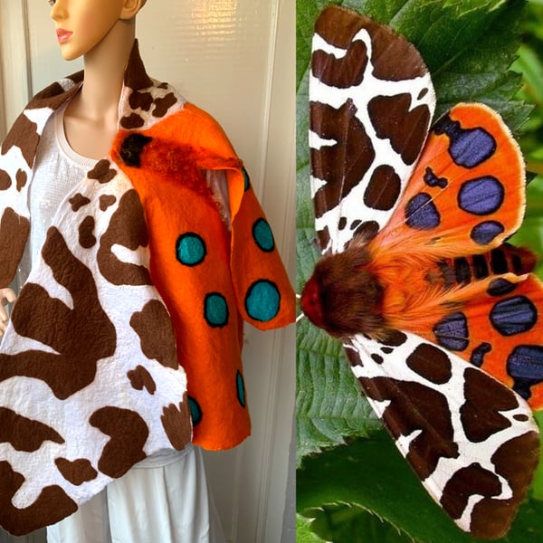 felted wool scarf ,shawl-BUTTERFLY-